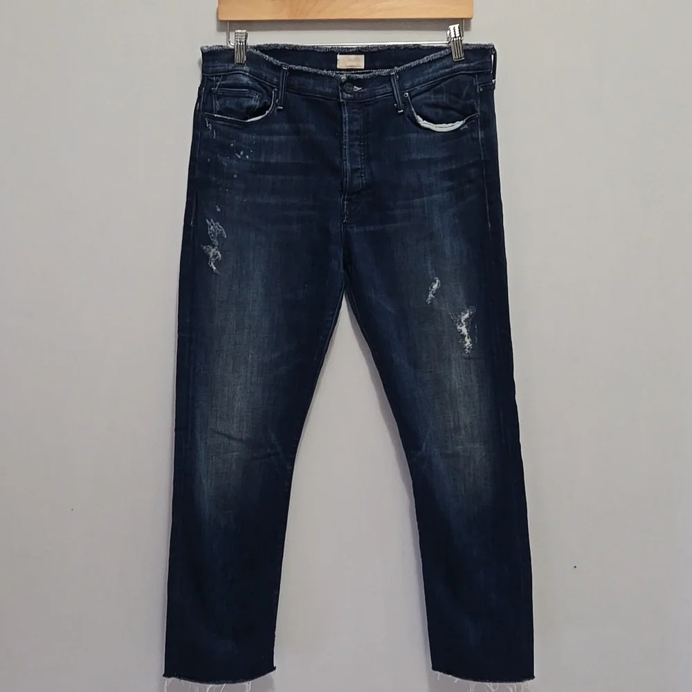Mother Double Fray Vagabond‎ Jeans in Take The Edge Off Size 30 Distressed USA